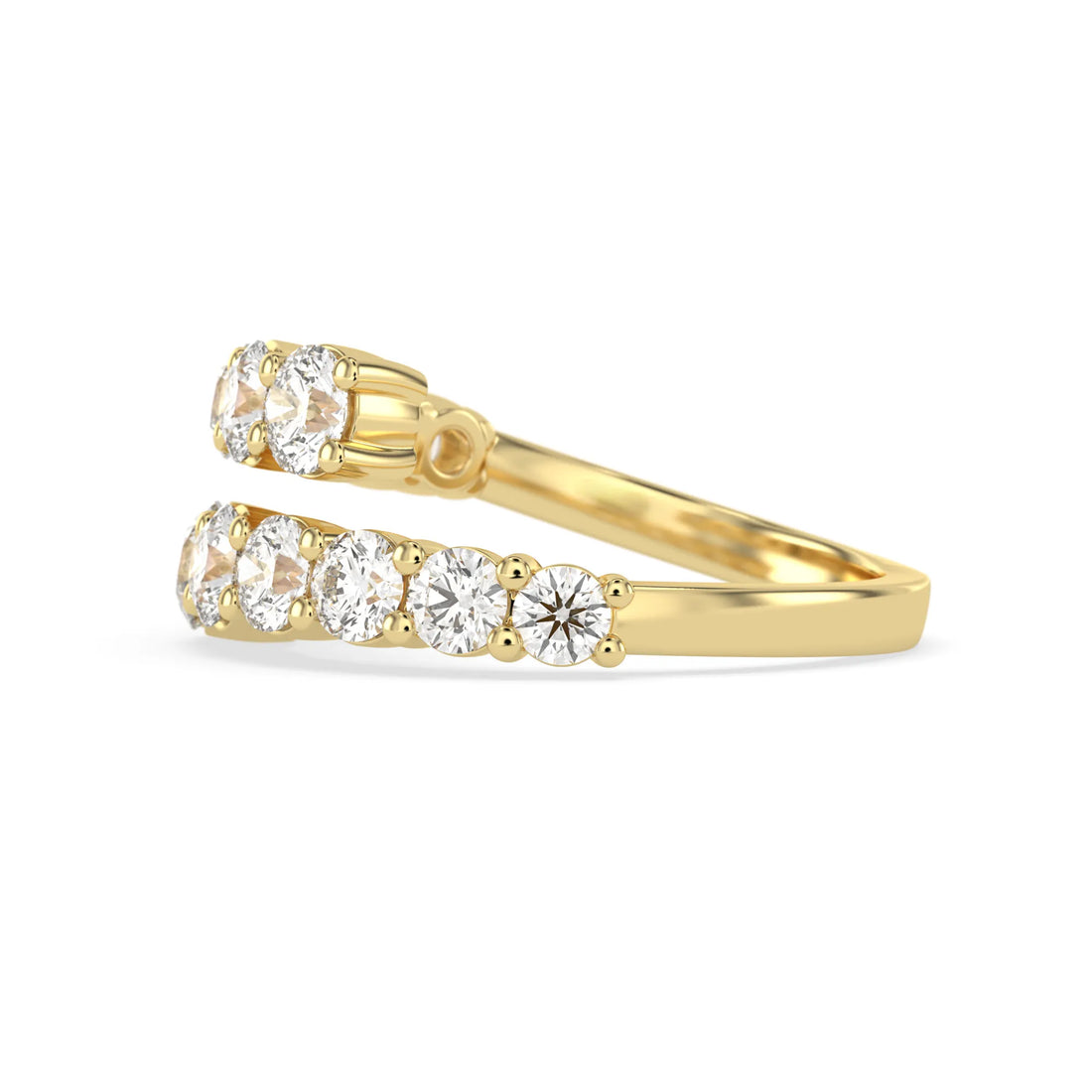 OctaPearl Round Lab Grown Diamond Open Cuff Bypass Pave Engagement Ring