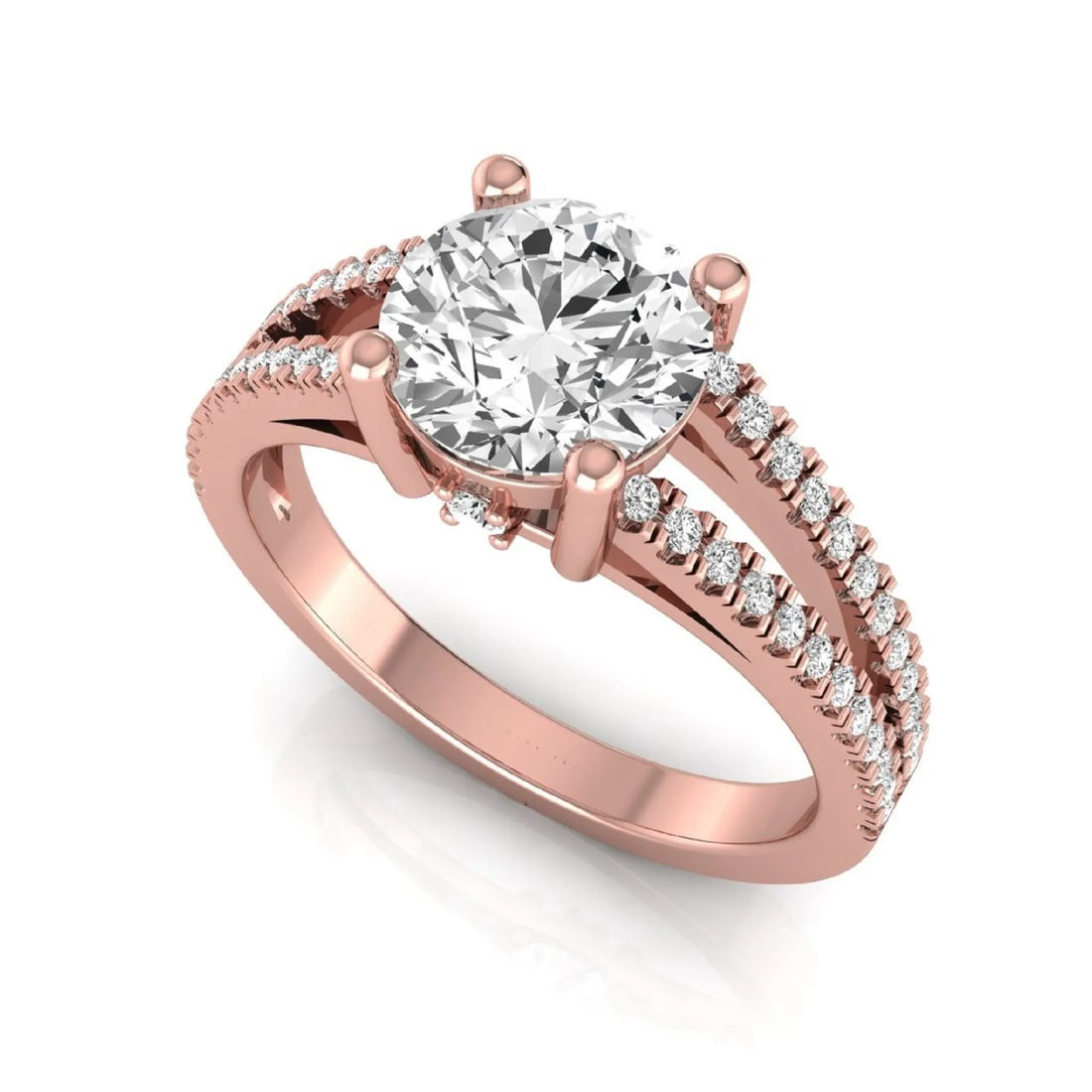 OctaPearl 1.5 ct Round Lab Grown Diamond Split Shank Pave Engagement Ring