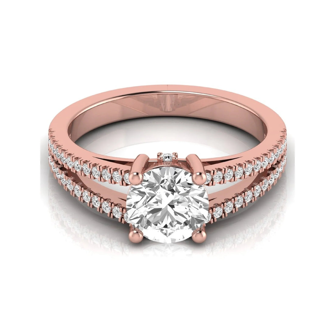 OctaPearl 1.5 ct Round Lab Grown Diamond Split Shank Pave Engagement Ring