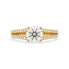 OctaPearl 1.5 ct Round Lab Grown Diamond Split Shank Pave Engagement Ring