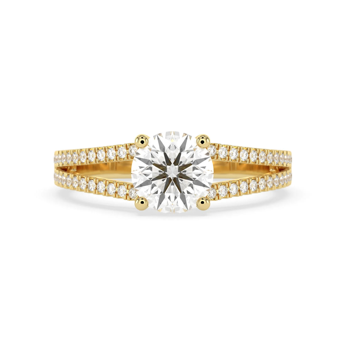 OctaPearl 1.5 ct Round Lab Grown Diamond Split Shank Pave Engagement Ring