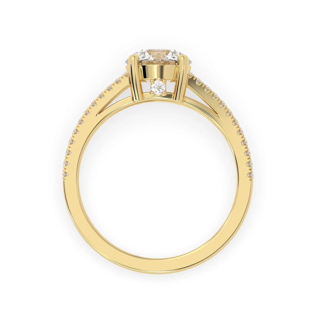 OctaPearl 1.5 ct Round Lab Grown Diamond Split Shank Pave Engagement Ring