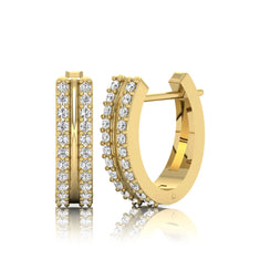 Round Double Row Lab Grown Diamond Huggie Hoop Earrings