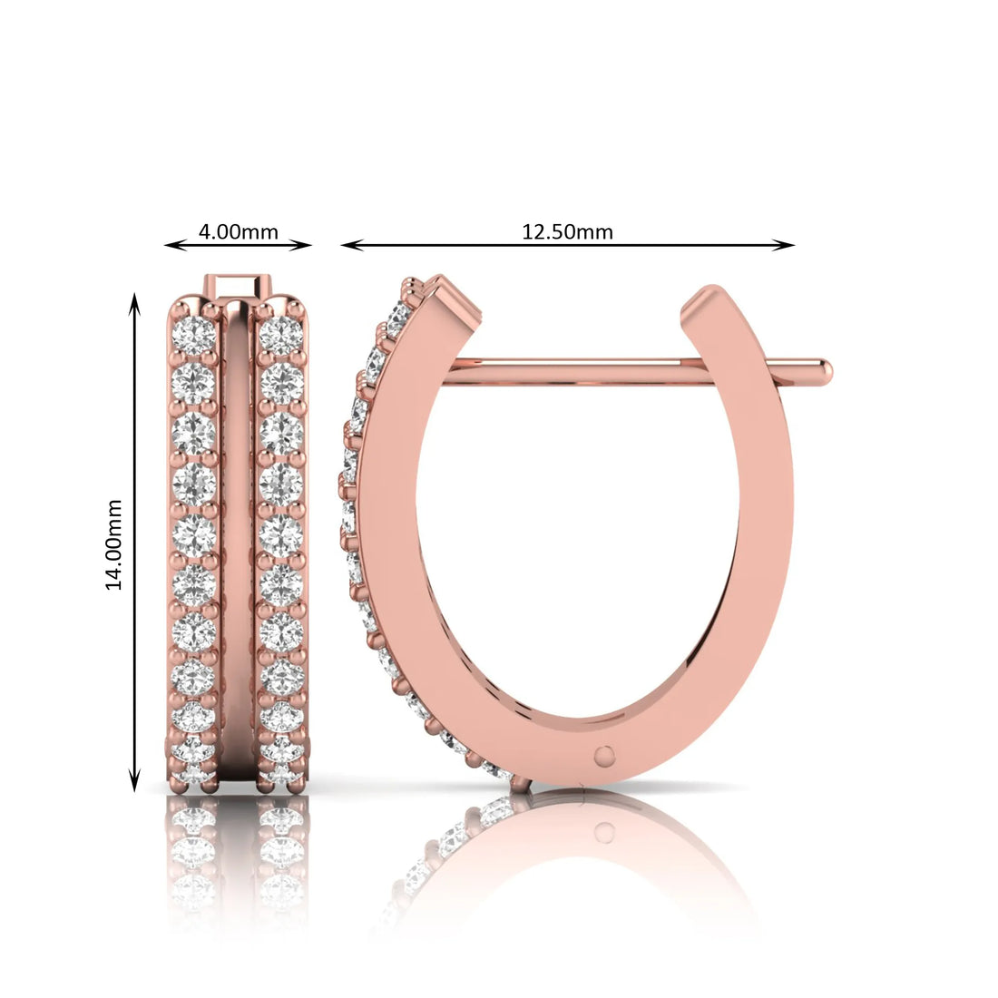 OctaPearl Round Double Row Lab Grown Diamond Huggie Hoop Earrings