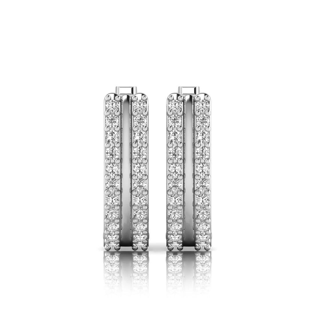 OctaPearl Round Double Row Lab Grown Diamond Huggie Hoop Earrings