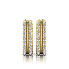 OctaPearl Round Double Row Lab Grown Diamond Huggie Hoop Earrings - alternate view
