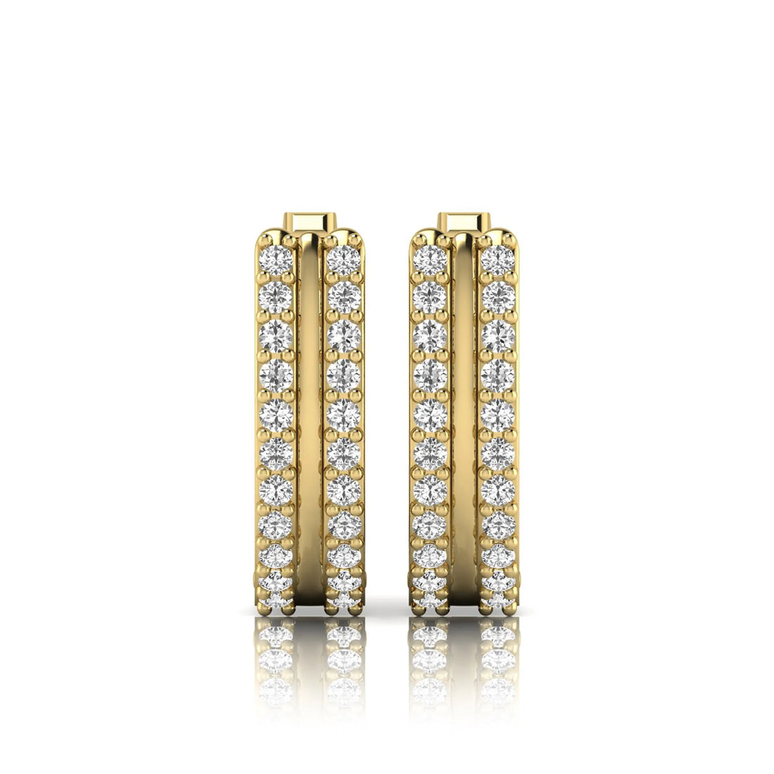 OctaPearl Round Double Row Lab Grown Diamond Huggie Hoop Earrings