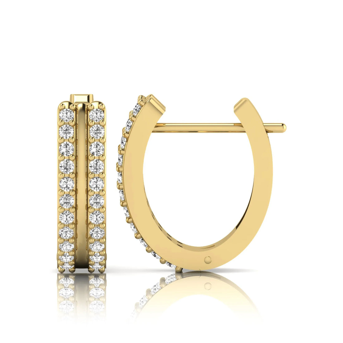 OctaPearl Round Double Row Lab Grown Diamond Huggie Hoop Earrings