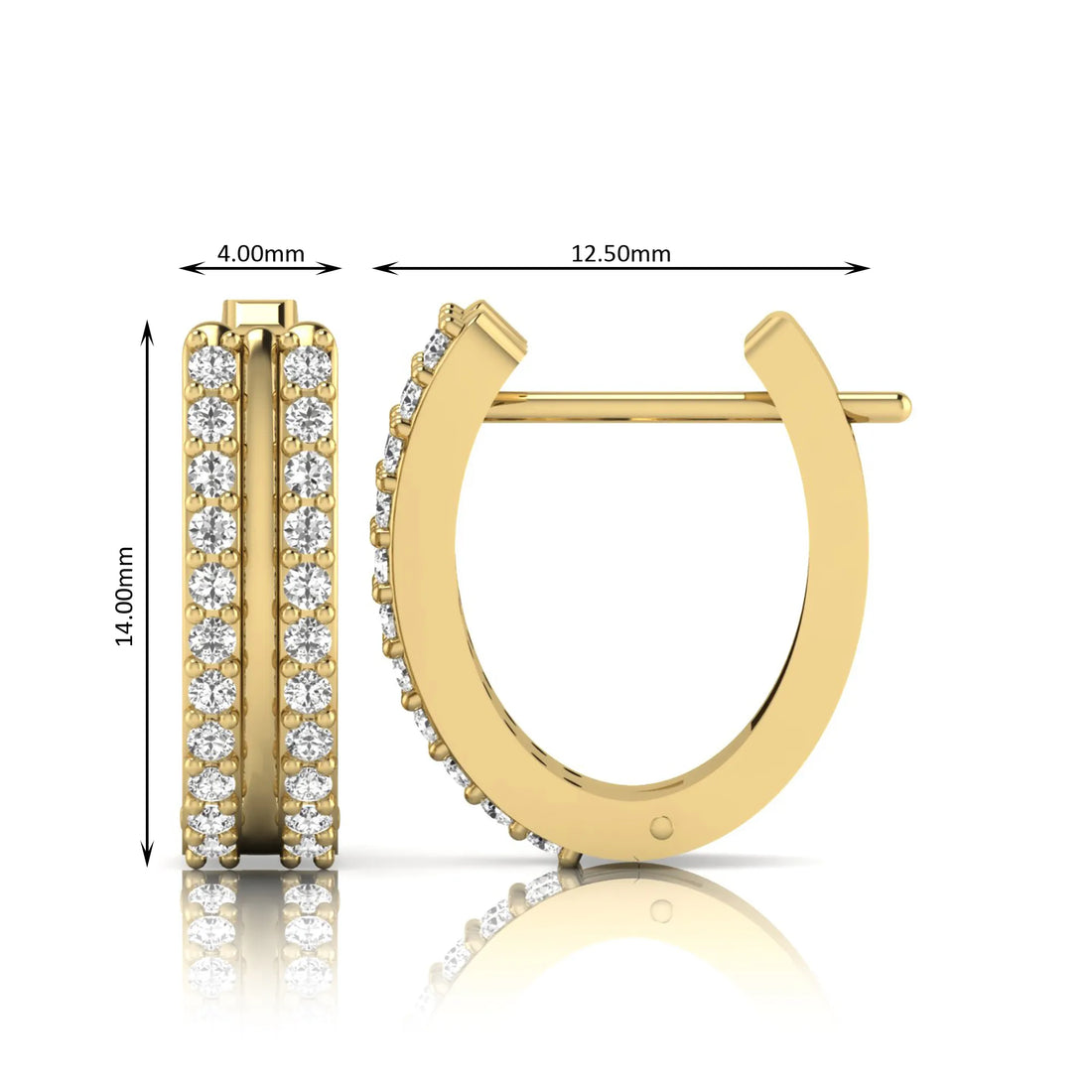 OctaPearl Round Double Row Lab Grown Diamond Huggie Hoop Earrings