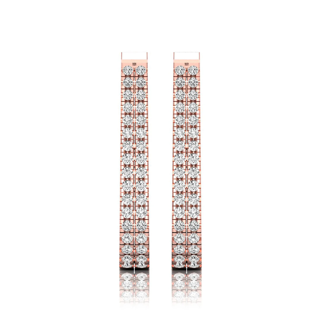 OctaPearl Round Double Row Lab Grown Diamond U Hoop Earrings