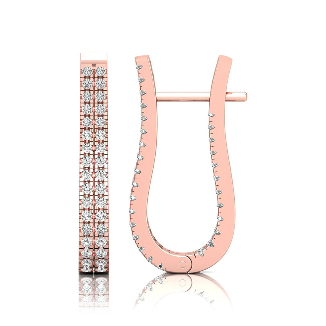 OctaPearl Round Double Row Lab Grown Diamond U Hoop Earrings