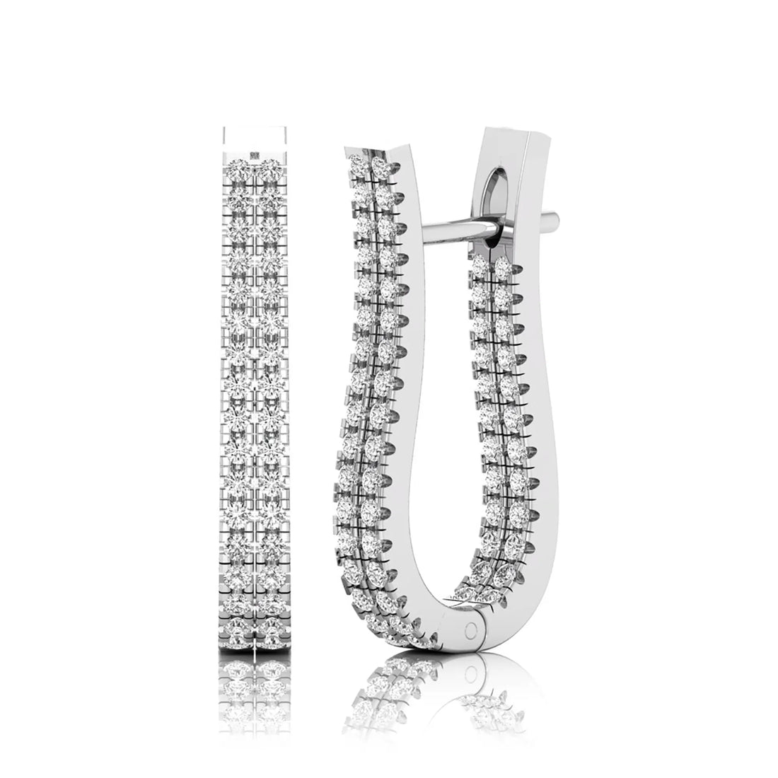OctaPearl Round Double Row Lab Grown Diamond U Hoop Earrings