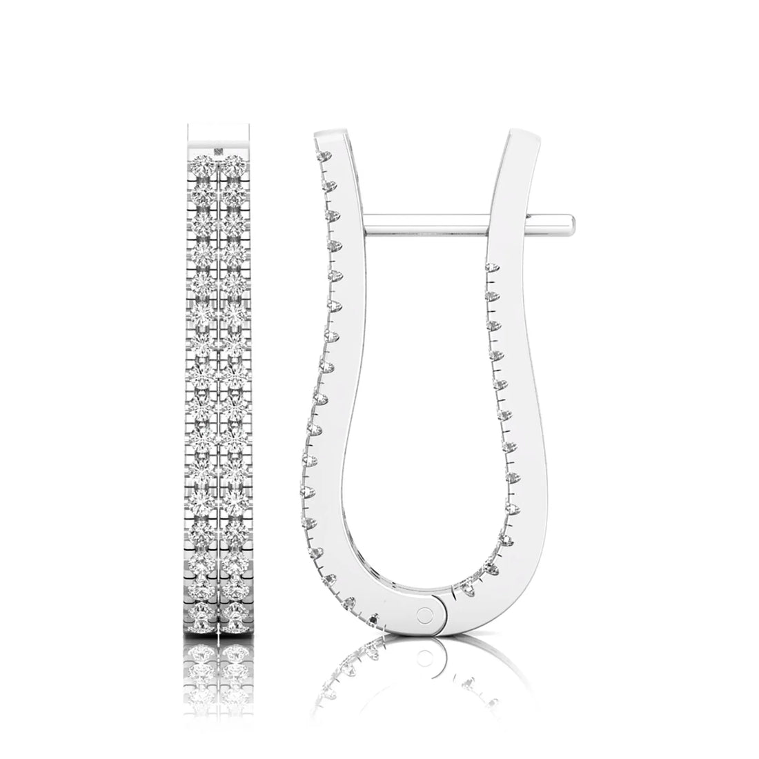 OctaPearl Round Double Row Lab Grown Diamond U Hoop Earrings
