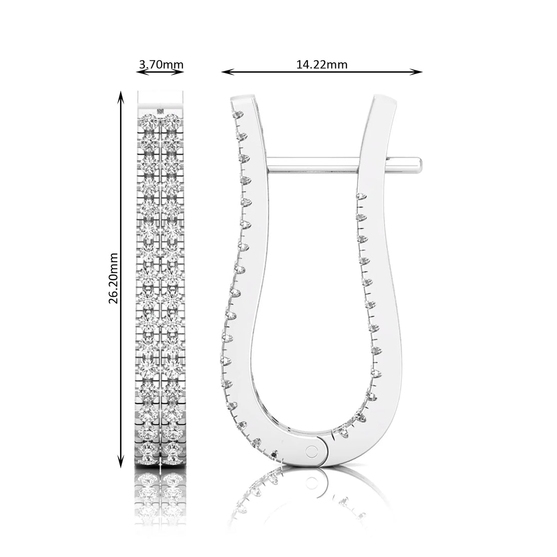 OctaPearl Round Double Row Lab Grown Diamond U Hoop Earrings