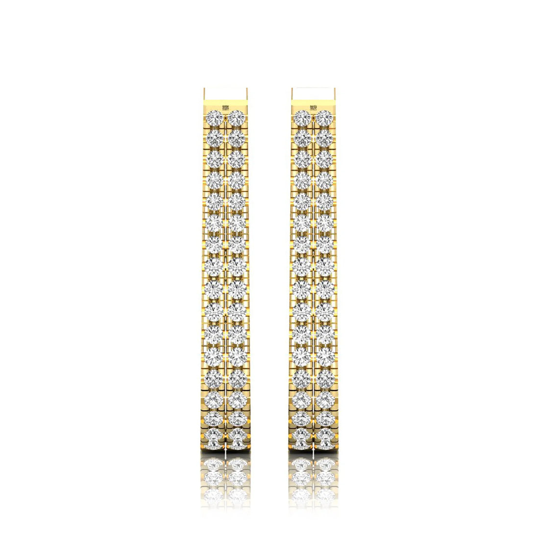 OctaPearl Round Double Row Lab Grown Diamond U Hoop Earrings