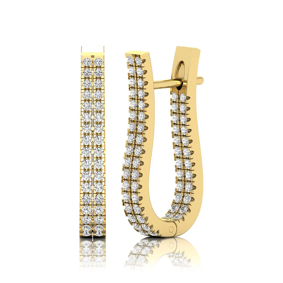OctaPearl Round Double Row Lab Grown Diamond U Hoop Earrings