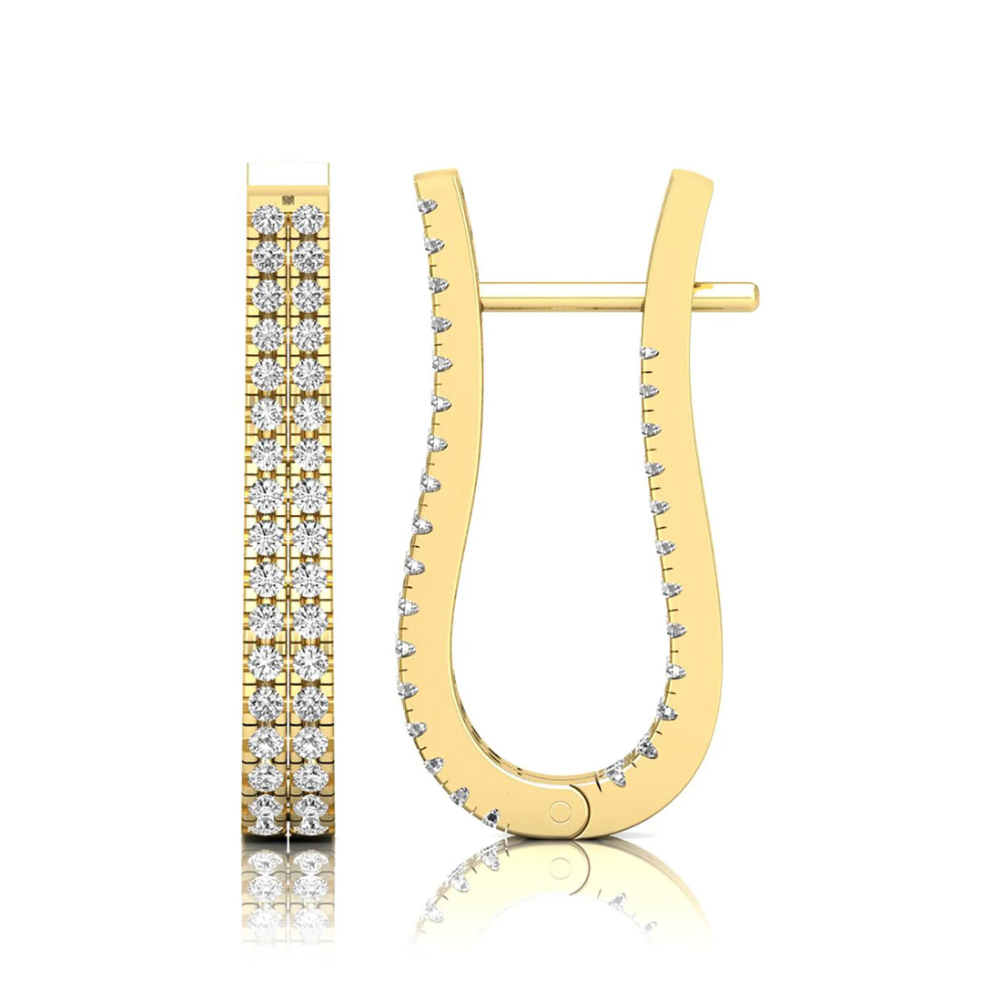 OctaPearl Round Double Row Lab Grown Diamond U Hoop Earrings