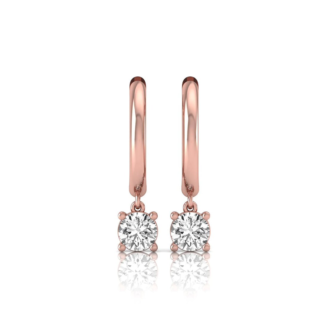 OctaPearl Round Drop Lab Grown Diamond Huggie Hoop Earrings