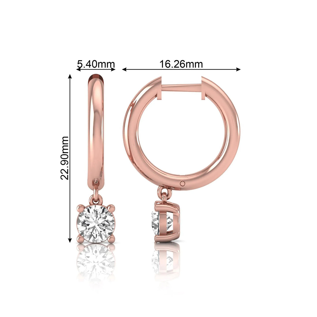 OctaPearl Round Drop Lab Grown Diamond Huggie Hoop Earrings