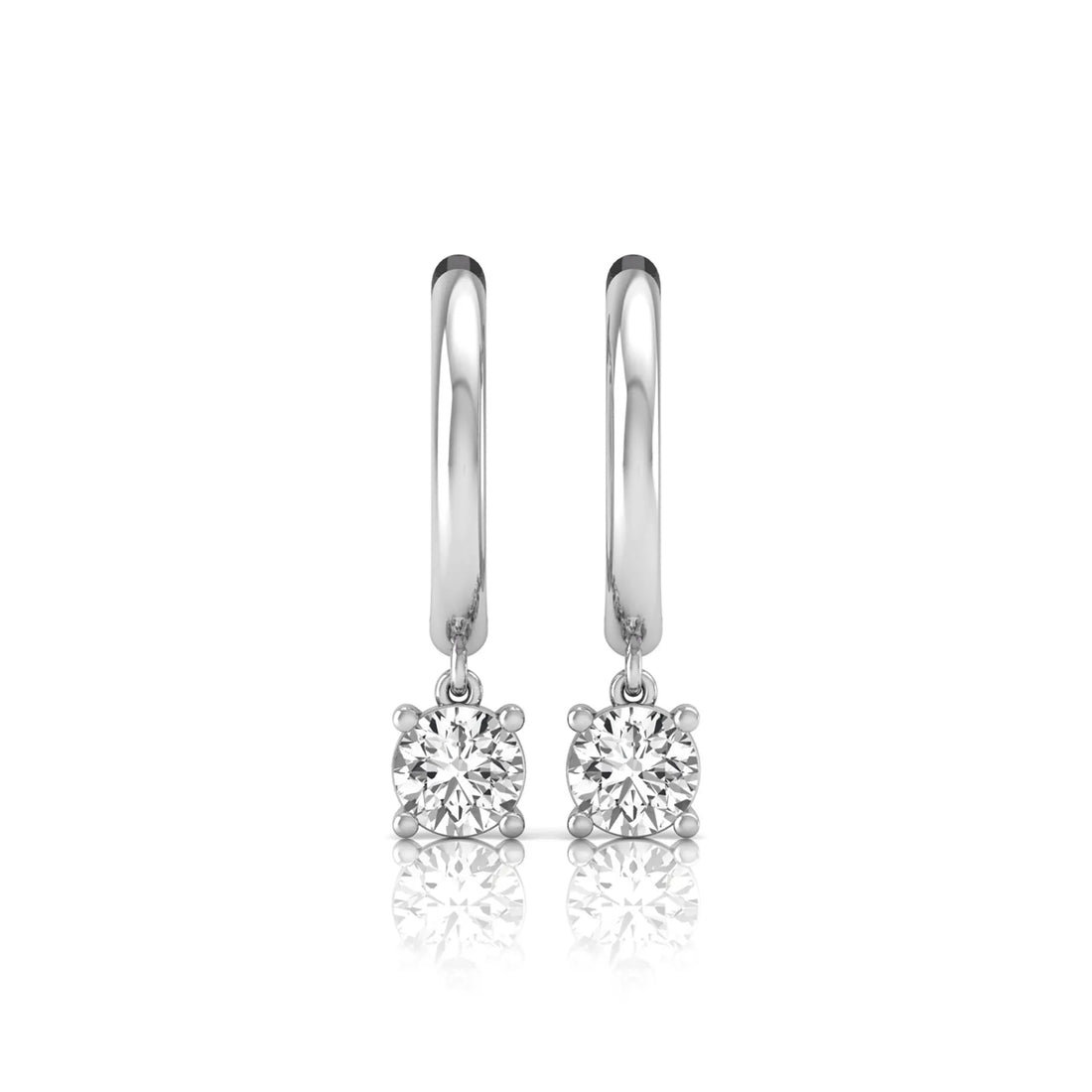 OctaPearl Round Drop Lab Grown Diamond Huggie Hoop Earrings