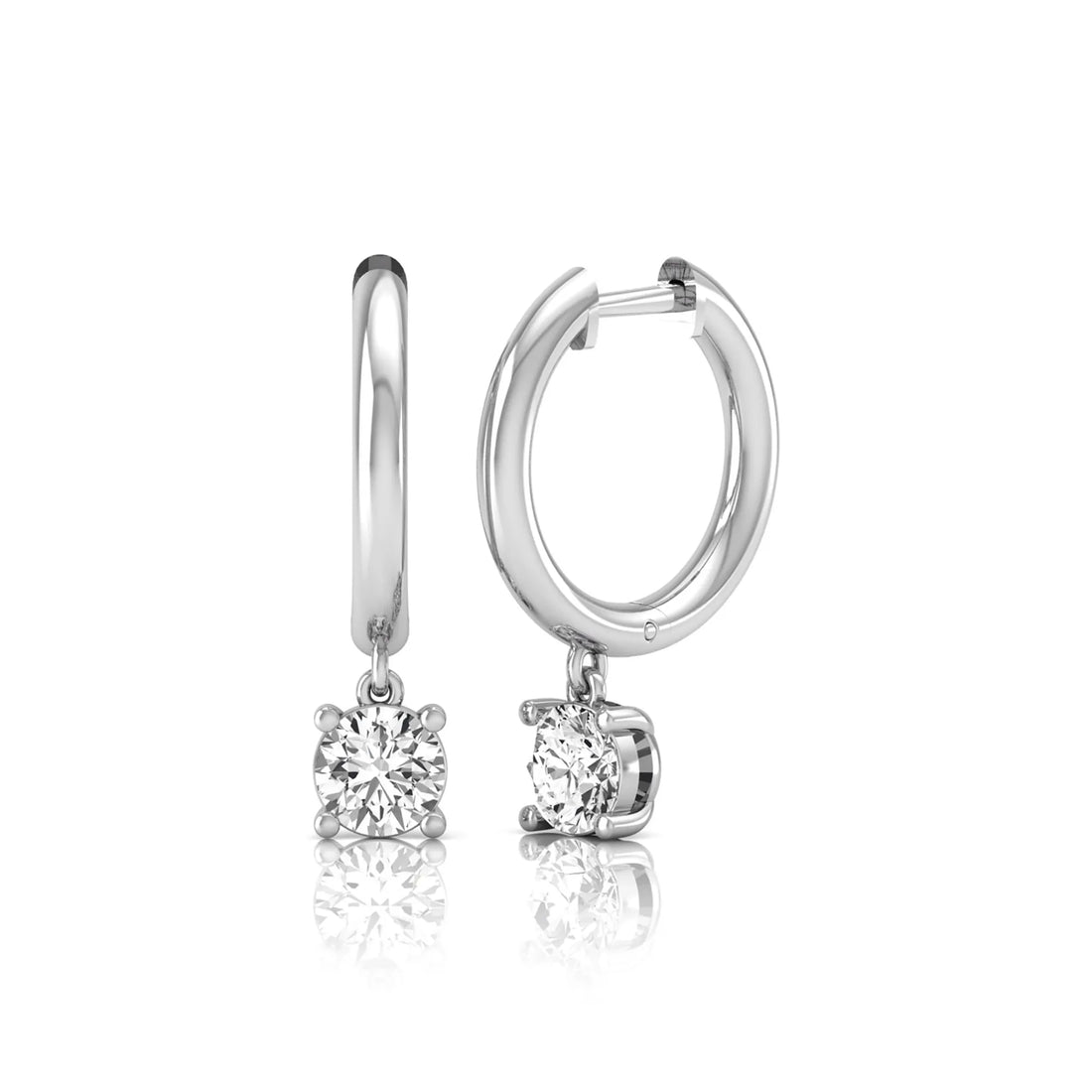 OctaPearl Round Drop Lab Grown Diamond Huggie Hoop Earrings