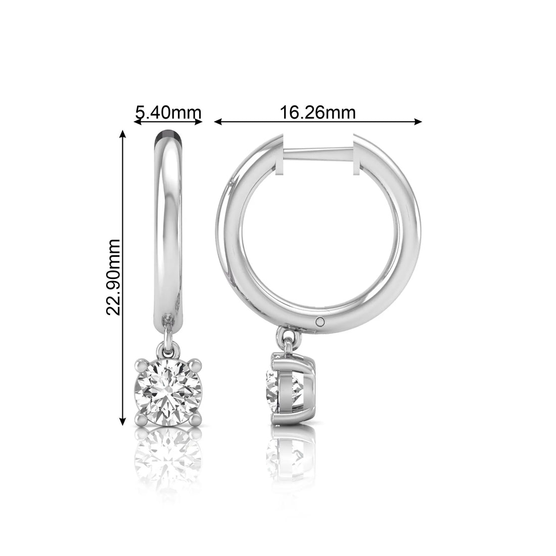 OctaPearl Round Drop Lab Grown Diamond Huggie Hoop Earrings