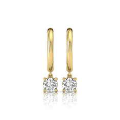 OctaPearl Round Drop Lab Grown Diamond Huggie Hoop Earrings - alternate view