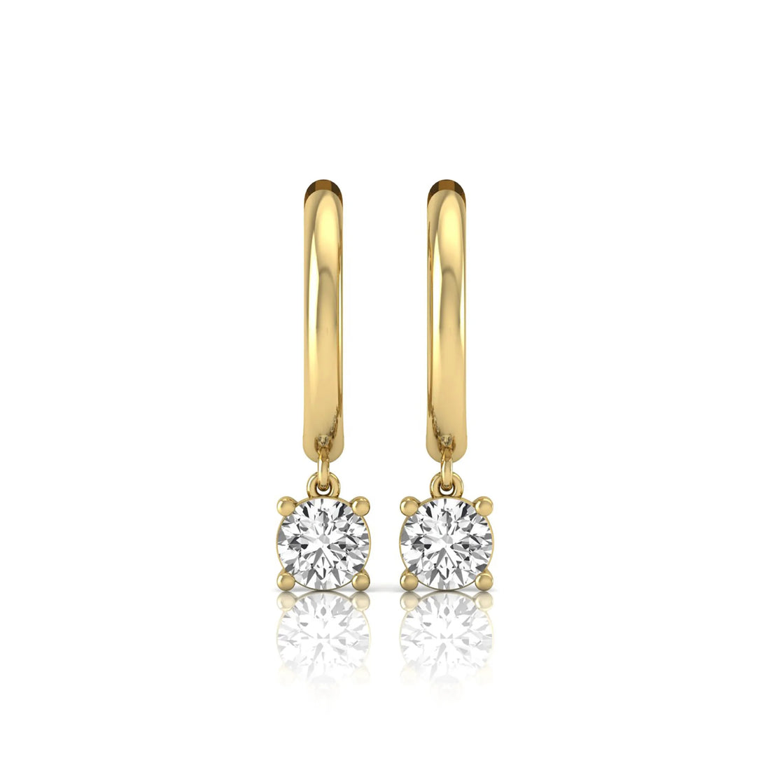 OctaPearl Round Drop Lab Grown Diamond Huggie Hoop Earrings