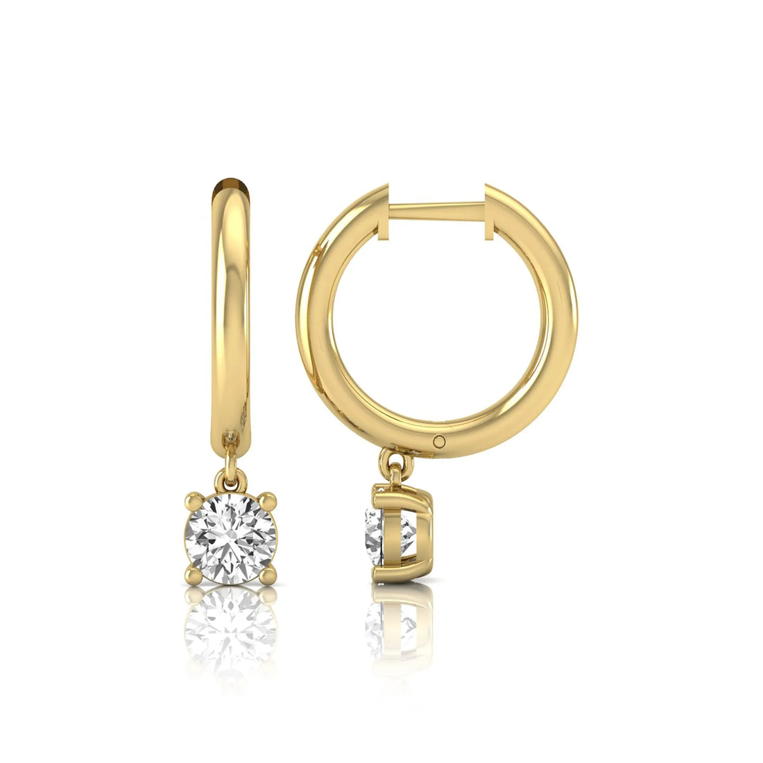 OctaPearl Round Drop Lab Grown Diamond Huggie Hoop Earrings