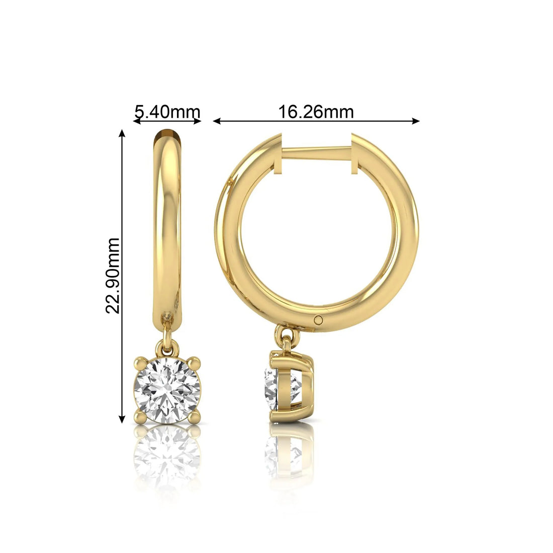 OctaPearl Round Drop Lab Grown Diamond Huggie Hoop Earrings