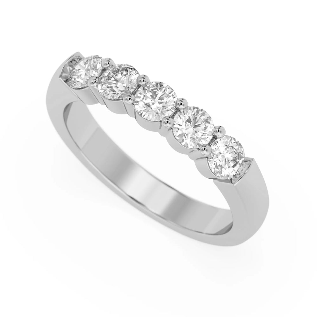 OctaPearl Classic Five Stone Lab Grown Diamond Eternity Band Ring
