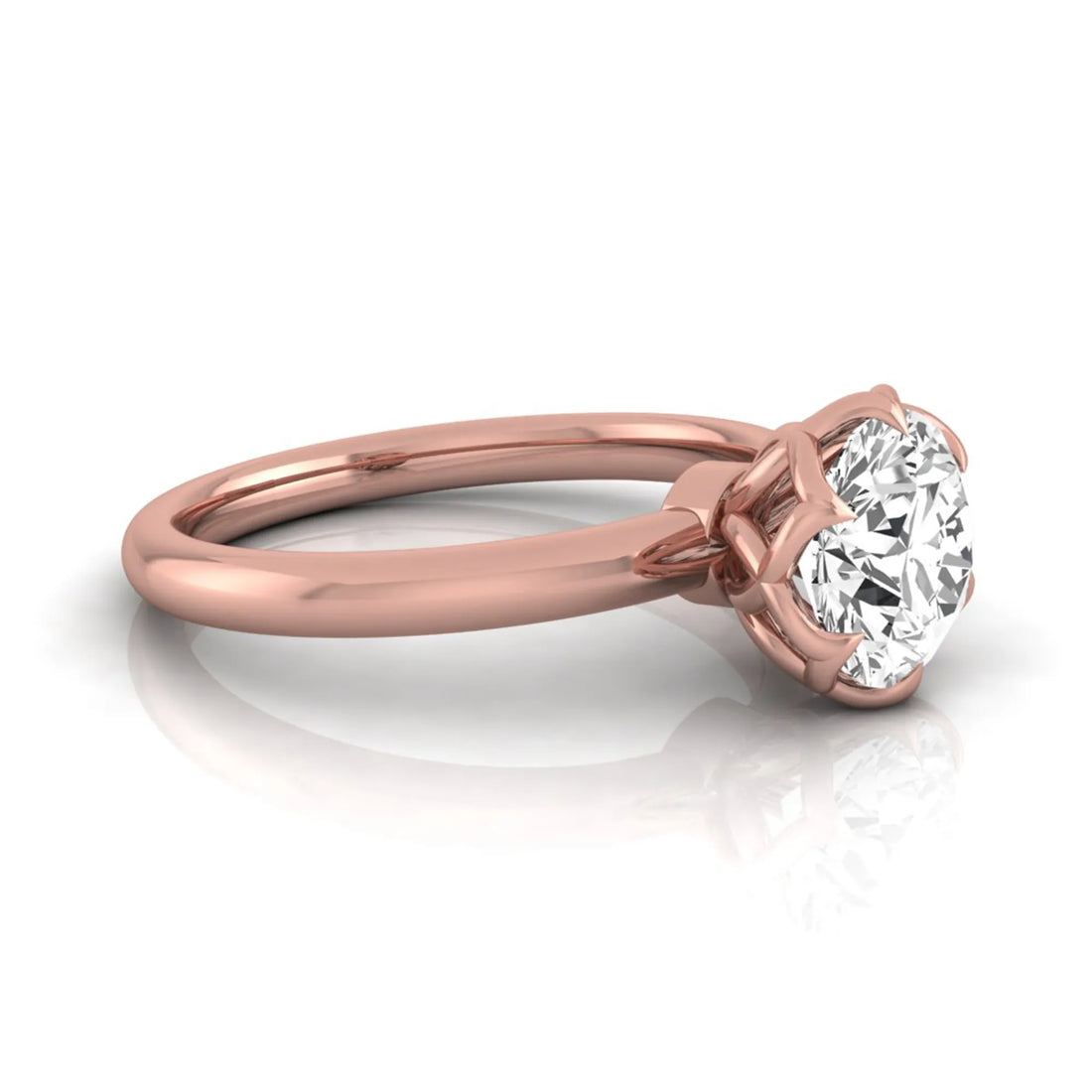 OctaPearl 2 ct Round Flower Prong Lab Grown Diamond Solitaire Engagement Ring