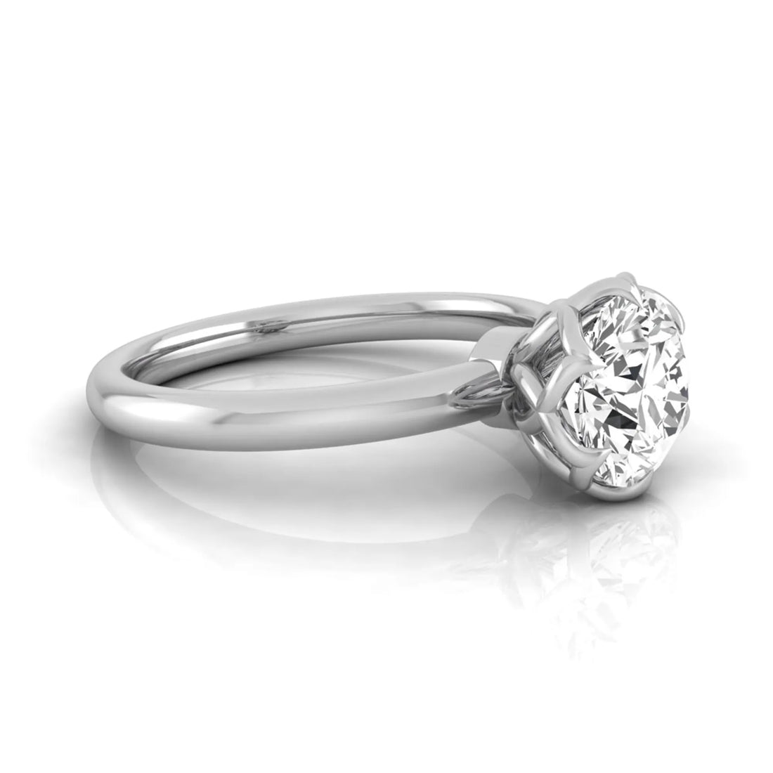 OctaPearl 2 ct Round Flower Prong Lab Grown Diamond Solitaire Engagement Ring