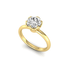 OctaPearl 2 ct Round Flower Prong Lab Grown Diamond Solitaire Engagement Ring - alternate view