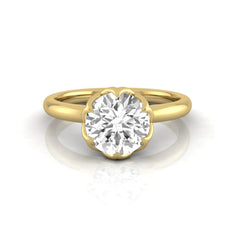 OctaPearl 2 ct Round Flower Prong Lab Grown Diamond Solitaire Engagement Ring