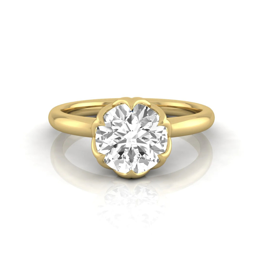 OctaPearl 2 ct Round Flower Prong Lab Grown Diamond Solitaire Engagement Ring