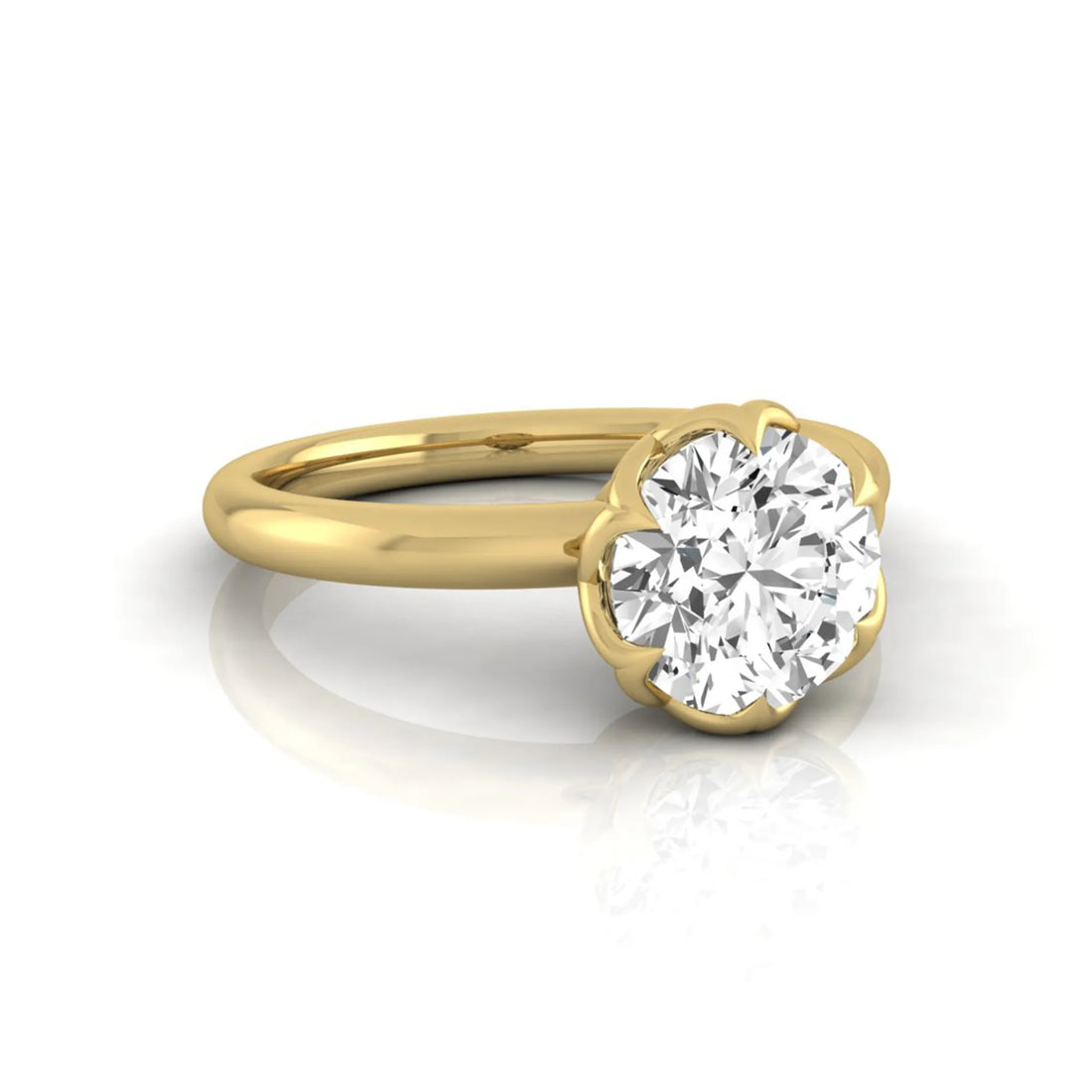 OctaPearl 2 ct Round Flower Prong Lab Grown Diamond Solitaire Engagement Ring