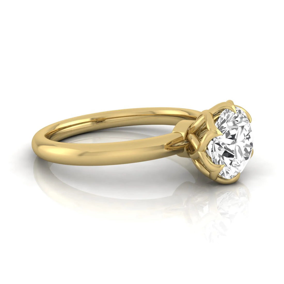 OctaPearl 2 ct Round Flower Prong Lab Grown Diamond Solitaire Engagement Ring