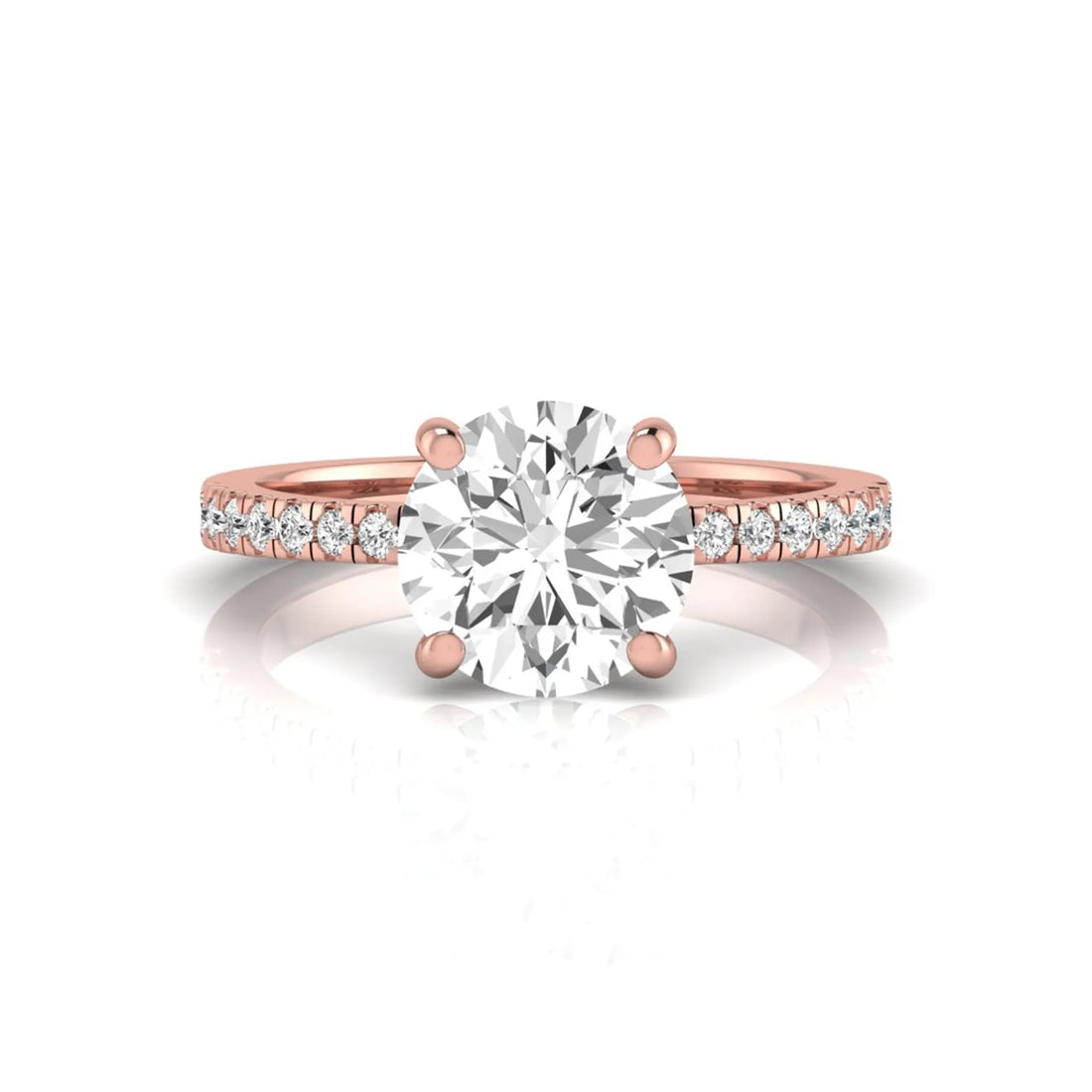 OctaPearl 3 ct Round Cut Lab Grown Diamond Pave Engagement Ring