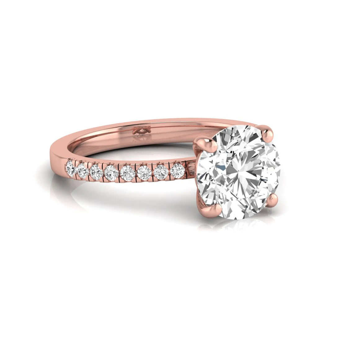 OctaPearl 3 ct Round Cut Lab Grown Diamond Pave Engagement Ring