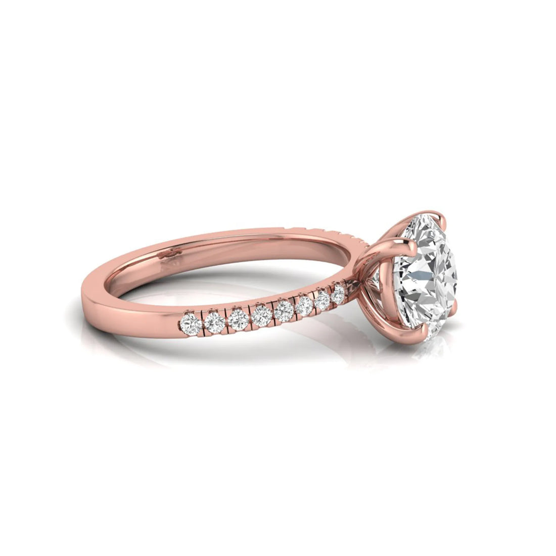 OctaPearl 3 ct Round Cut Lab Grown Diamond Pave Engagement Ring