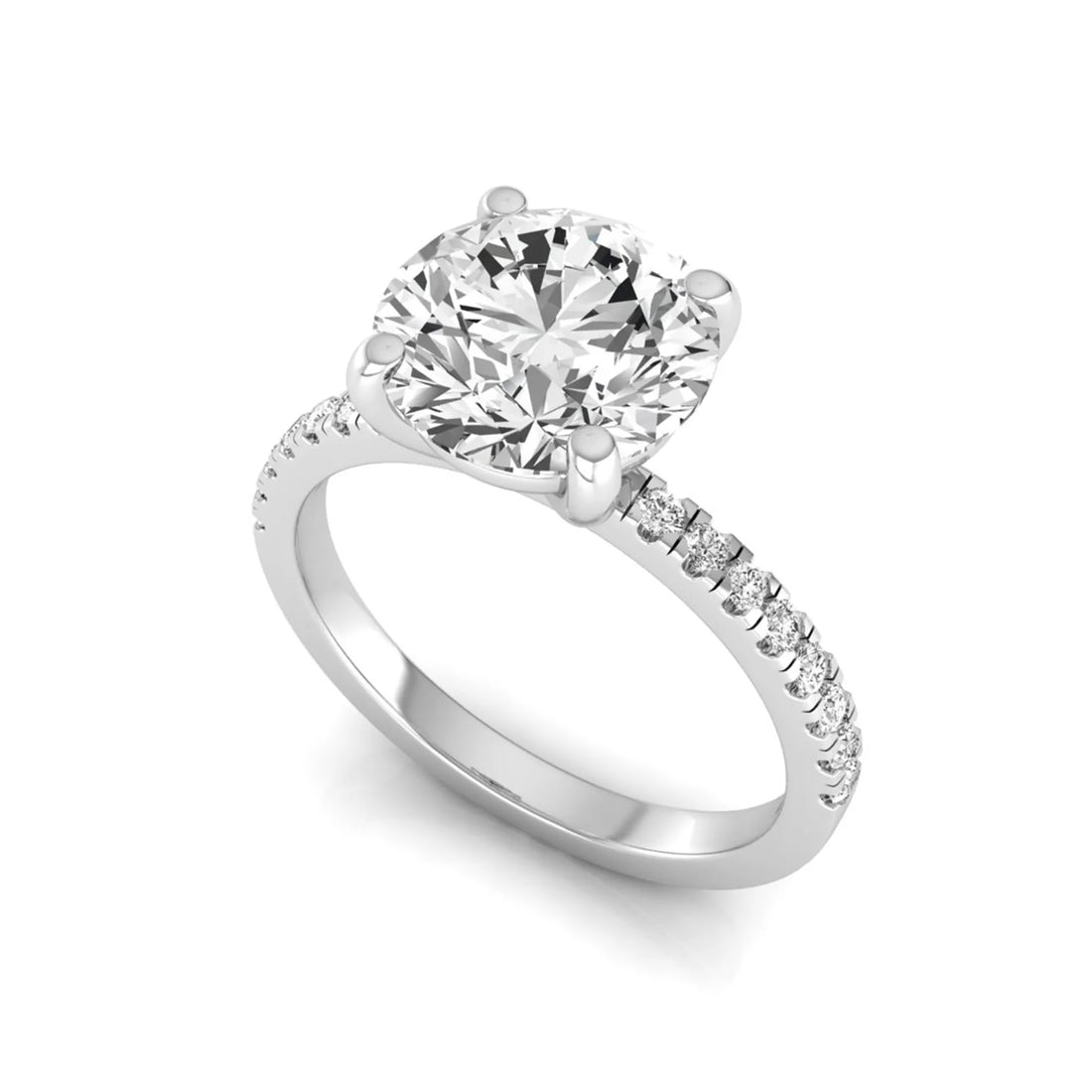 OctaPearl 3 ct Round Cut Lab Grown Diamond Pave Engagement Ring