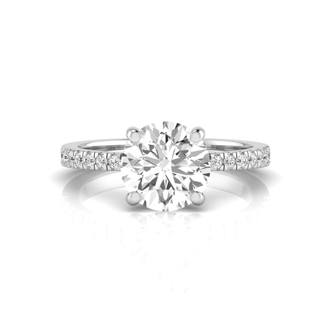 OctaPearl 3 ct Round Cut Lab Grown Diamond Pave Engagement Ring