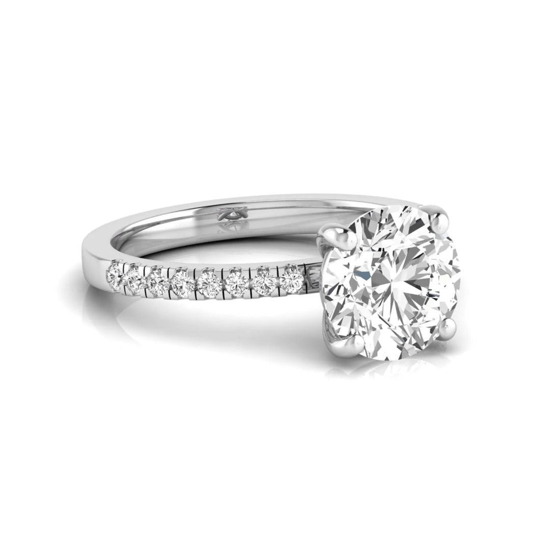 OctaPearl 3 ct Round Cut Lab Grown Diamond Pave Engagement Ring