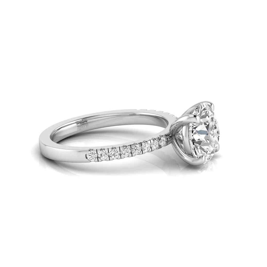 OctaPearl 3 ct Round Cut Lab Grown Diamond Pave Engagement Ring