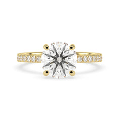 OctaPearl 3 ct Round Cut Lab Grown Diamond Pave Engagement Ring