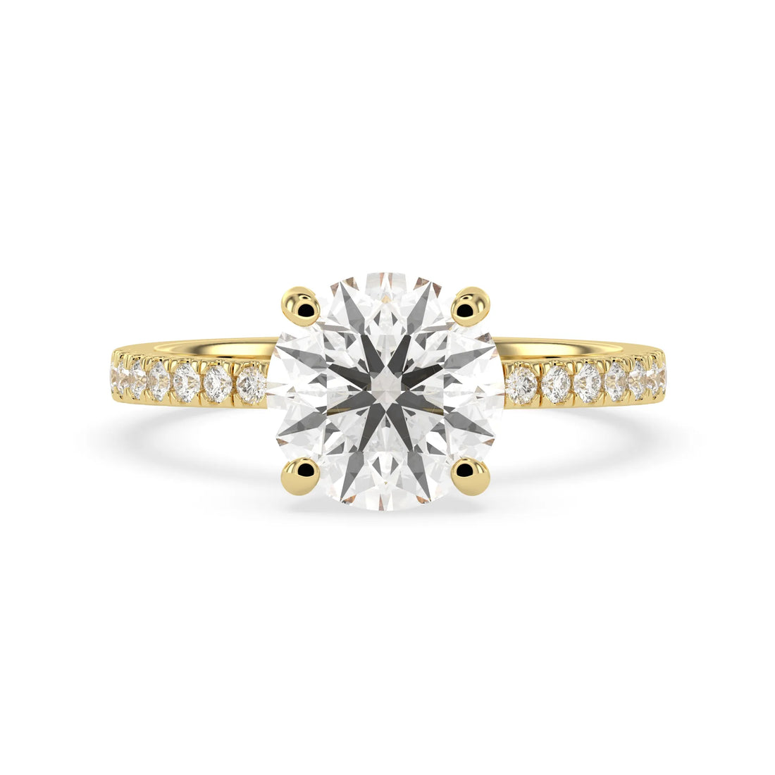 OctaPearl 3 ct Round Cut Lab Grown Diamond Pave Engagement Ring