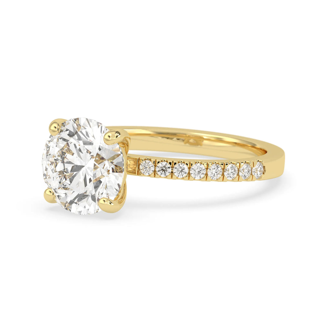 OctaPearl 3 ct Round Cut Lab Grown Diamond Pave Engagement Ring