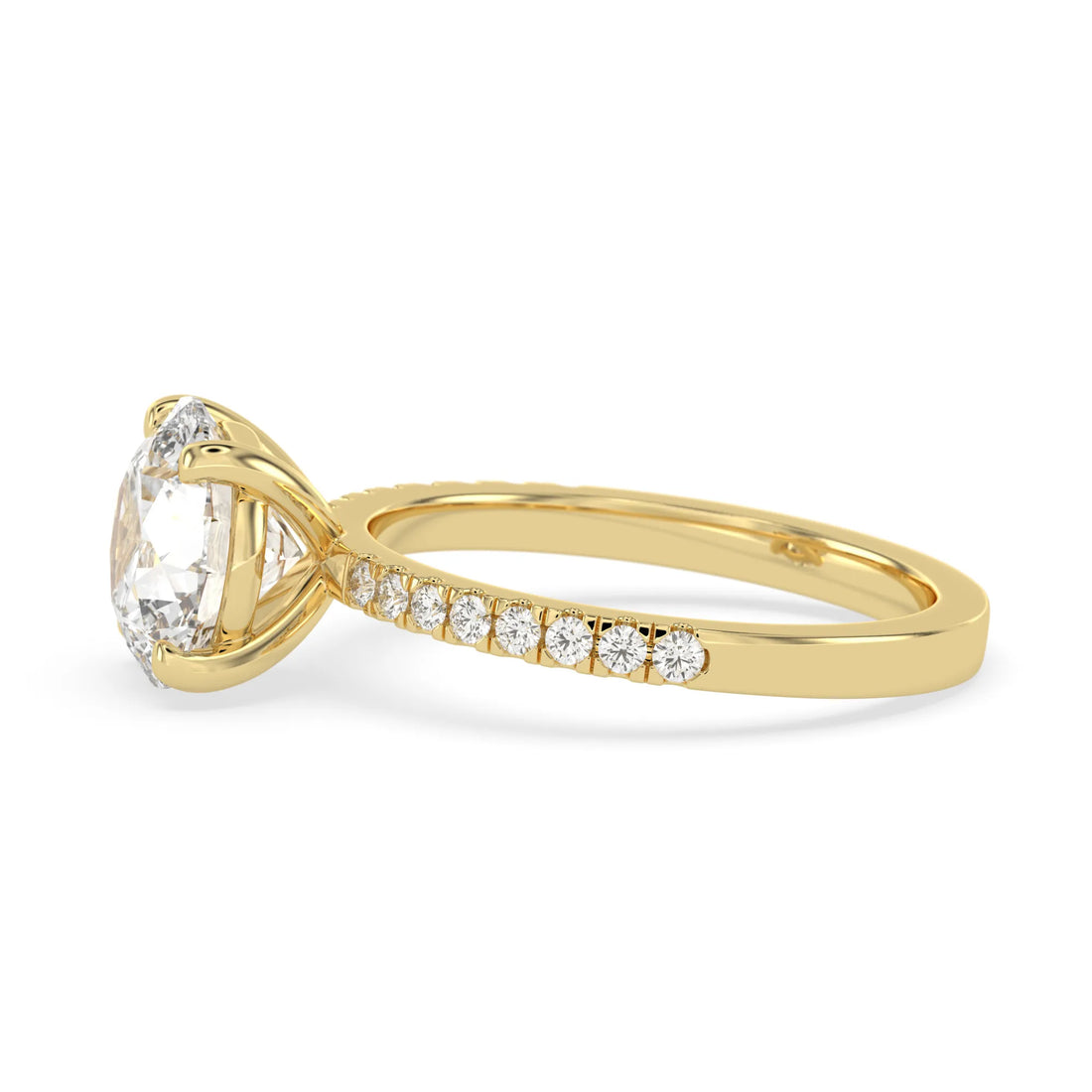 OctaPearl 3 ct Round Cut Lab Grown Diamond Pave Engagement Ring