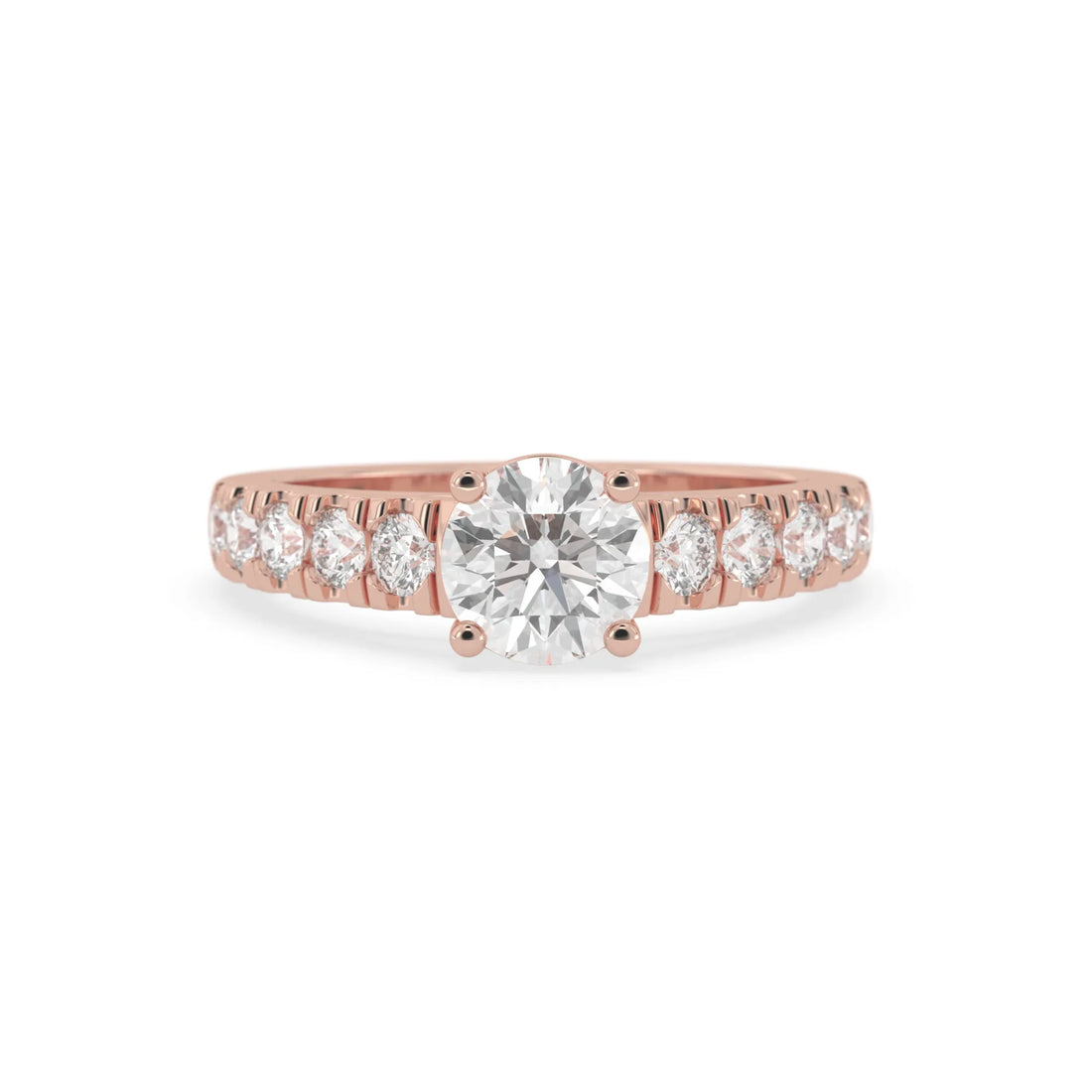 OctaPearl 1.5 ct Round Lab Grown Diamond Pave Engagement Ring